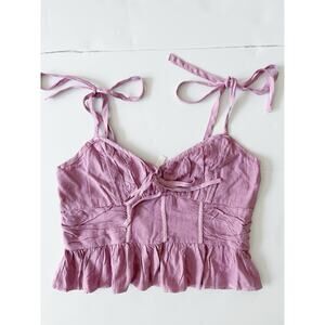 American Eagle Babydoll Cami Top Women M Lilac Purple Y2K Smocked Milkmaid
